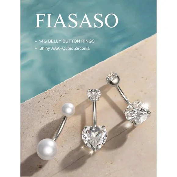 Chic 8 Pcs Belly Button Rings Set - Hypoallergenic Dangle & Short Styles - Picture 9 of 9